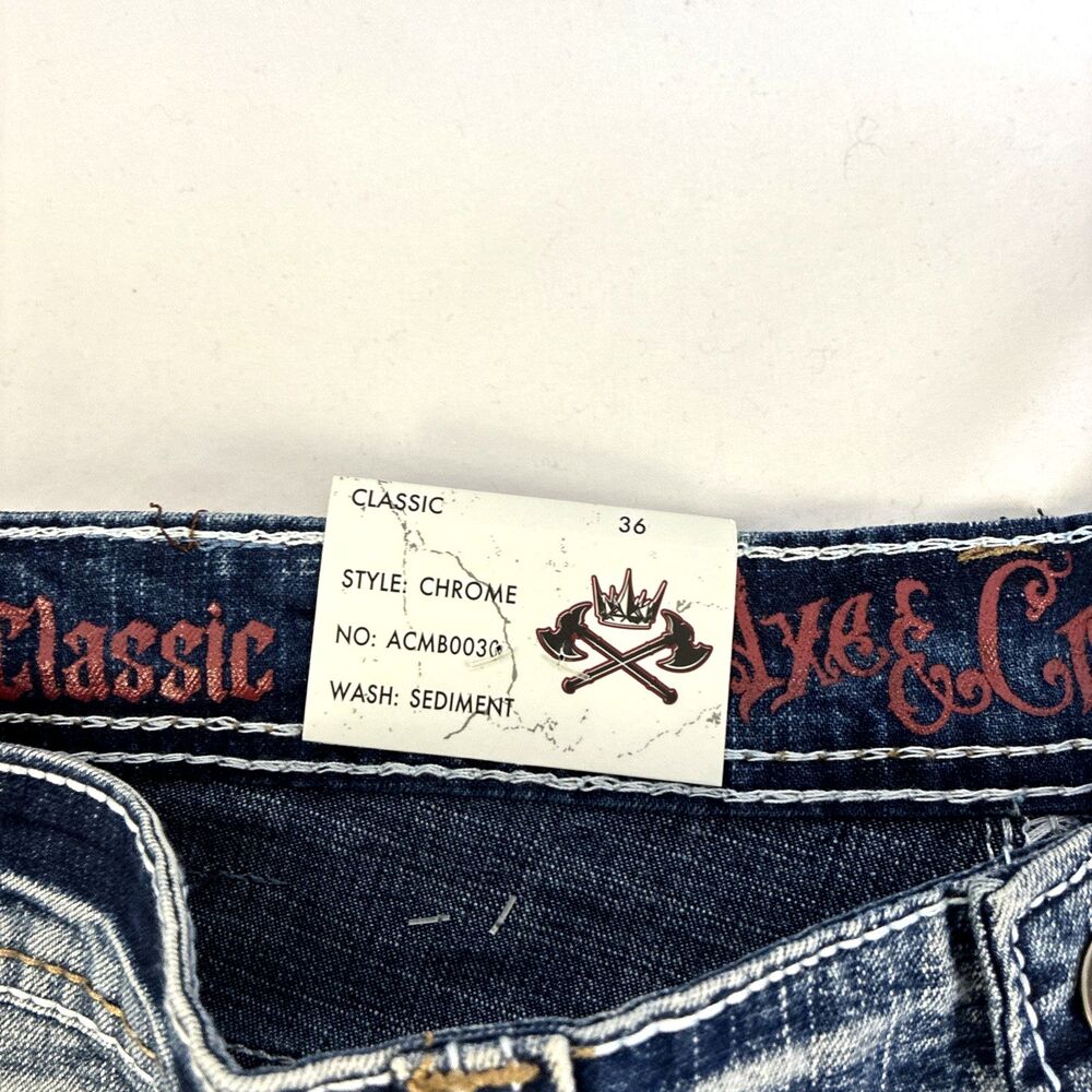 New Mens Axe & Crown Thick Stitch Denim Jean Shorts Size 36 Chrome Classic NWT - Picture 4 of 8